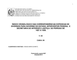 Índice cronológico/onomástico das correspondências expedidas de Diversos para Governo do Estado/I...